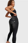 WR.UP® SNUG Distressed Jeans - High Waisted - 7/8 Length - Black + Black Stitching 3