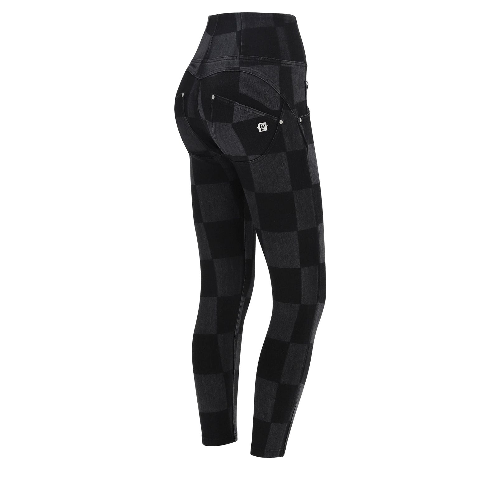 WR.UP® SNUG Checkered Jeans - High Waisted - 7/8 Length - Black & Grey 1