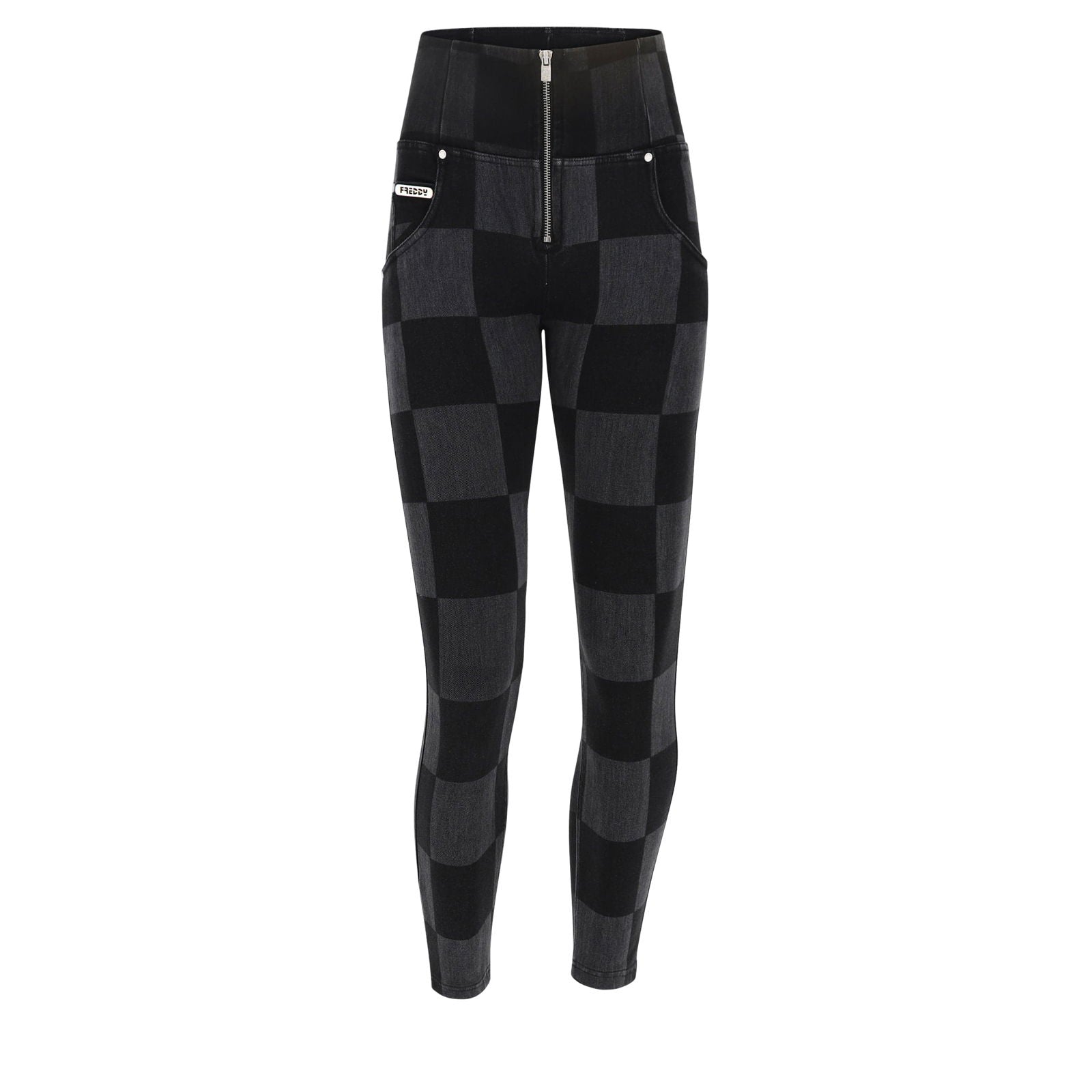 WR.UP® SNUG Checkered Jeans - High Waisted - 7/8 Length - Black & Grey 2