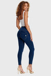 WR.UP® Denim - High Waisted - 7/8 Length - Dark Blue + Yellow Stitching 7