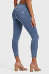 N.O.W® Denim - High Waisted - 7/8 Length - Light Blue + Yellow Stitching 1