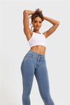 N.O.W® Denim - High Waisted - 7/8 Length - Light Blue + Yellow Stitching 4