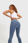 N.O.W® Denim - High Waisted - 7/8 Length - Light Blue + Yellow Stitching 7