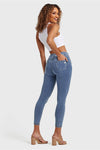 N.O.W® Denim - High Waisted - 7/8 Length - Light Blue + Yellow Stitching 8