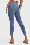 N.O.W® Denim - High Waisted - 7/8 Length - Light Blue + Yellow Stitching 13