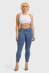 N.O.W® Denim - High Waisted - 7/8 Length - Light Blue + Yellow Stitching 20