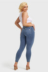 N.O.W® Denim - High Waisted - 7/8 Length - Light Blue + Yellow Stitching 21