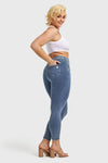 N.O.W® Denim - High Waisted - 7/8 Length - Light Blue + Yellow Stitching 22