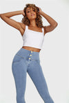 WR.UP® Denim - 3 Button High Waisted - 7/8 Length - Light Blue + Yellow Stitching 1