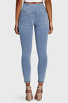 WR.UP® Denim - 3 Button High Waisted - 7/8 Length - Light Blue + Yellow Stitching 6