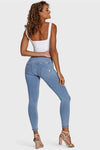 WR.UP® Denim - 3 Button High Waisted - 7/8 Length - Light Blue + Yellow Stitching 9