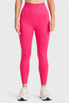 Seamless Active Leggings - High Waisted - 7/8 Length - Pink 3