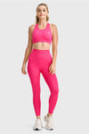 Seamless Active Leggings - High Waisted - 7/8 Length - Pink 6