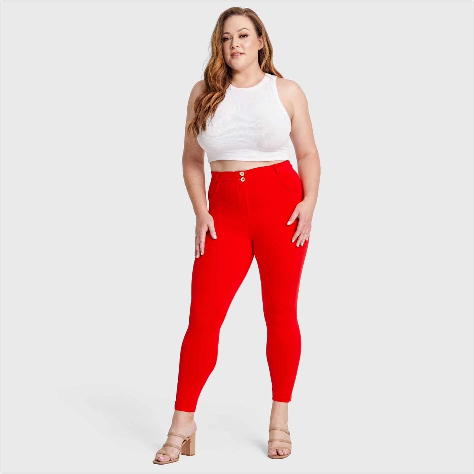 WR.UP® Curvy Fashion - High Waisted - 7/8 Length - Red 3