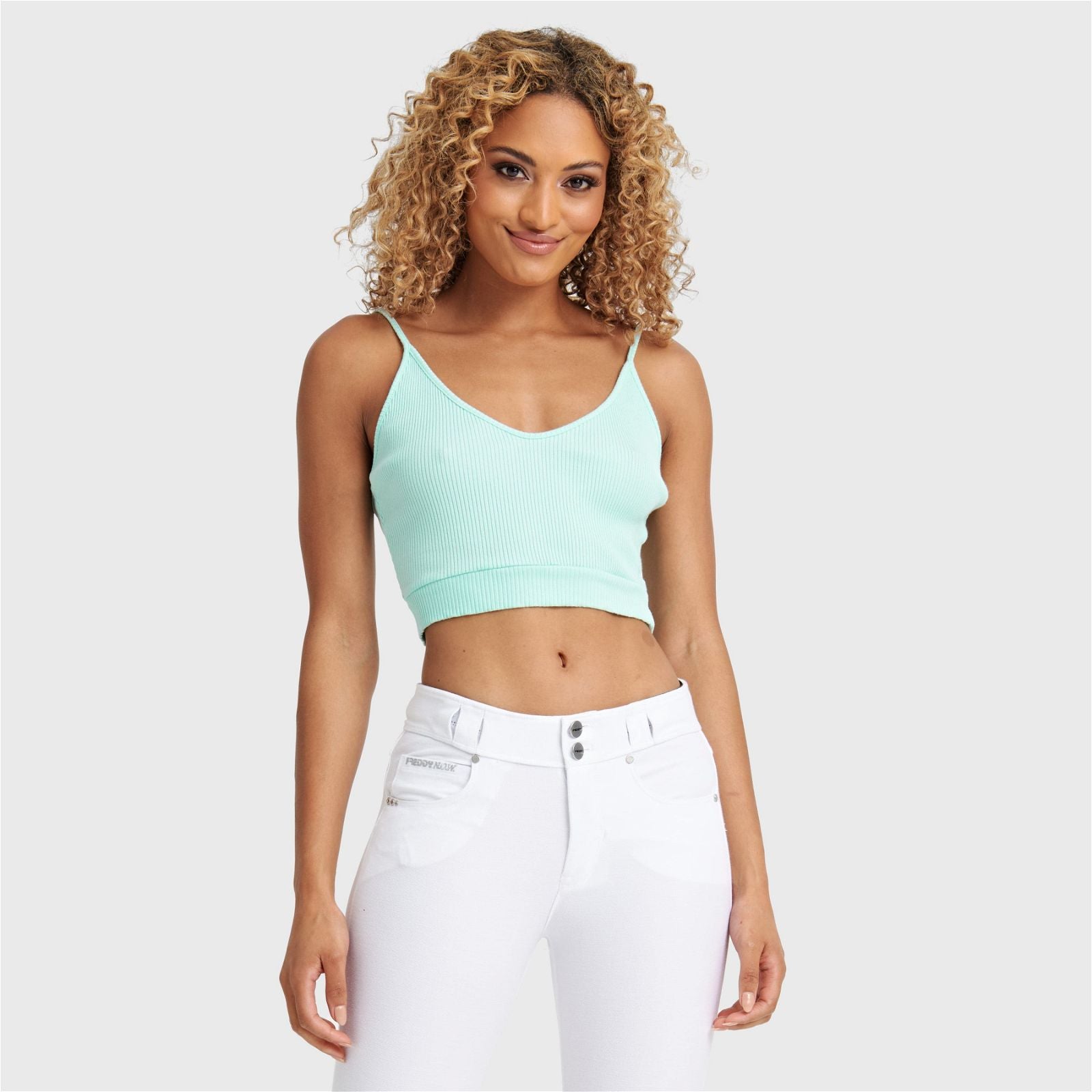 Cotton Ribbed Crop - Aqua 1