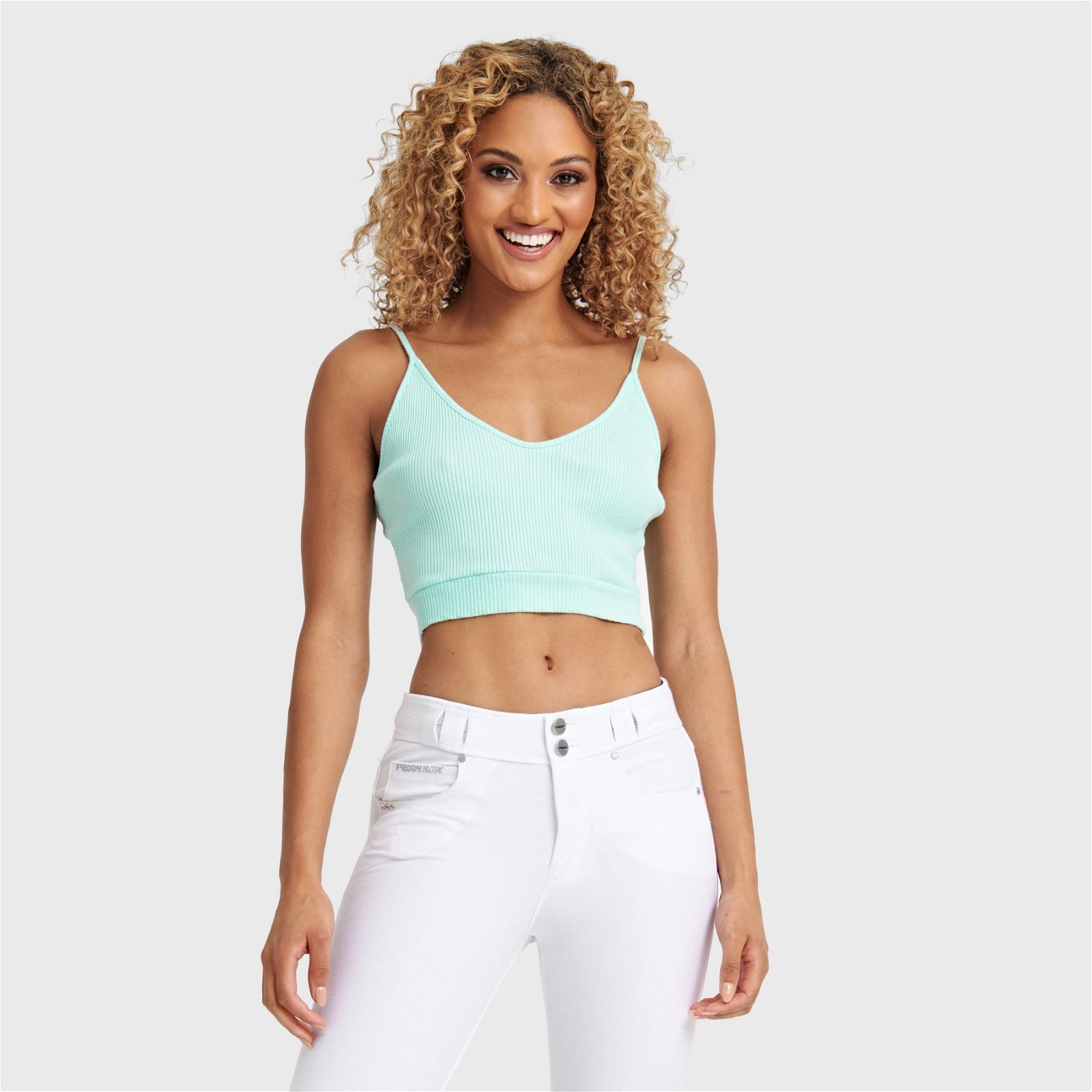 Cotton Ribbed Crop - Aqua 3