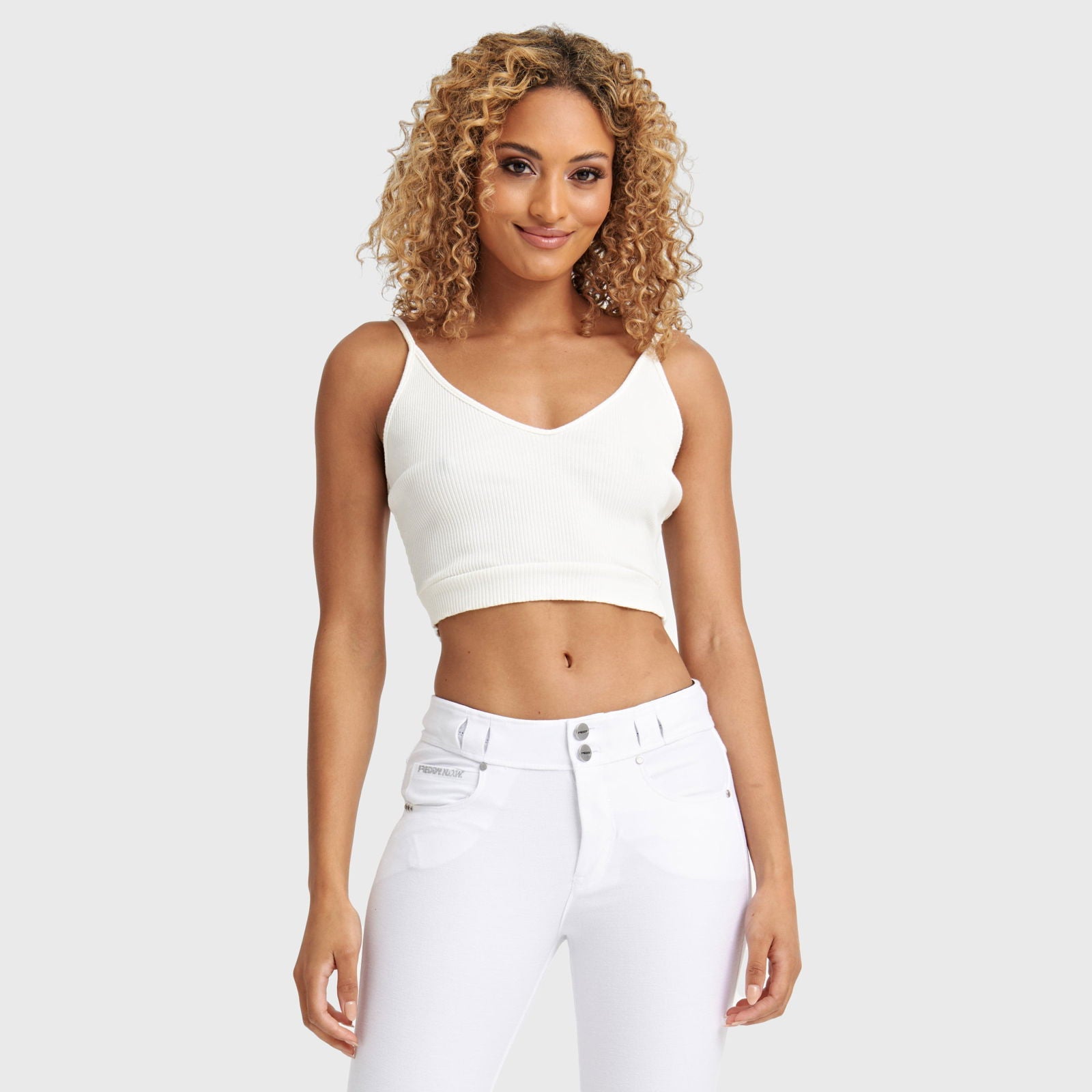 Cotton Ribbed Crop - White 1