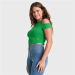 Cropped Cut Out T Shirt - Green - Freddy Australia