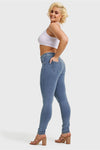 N.O.W® Denim - High Waisted - Full Length - Light Blue + Yellow Stitching 19