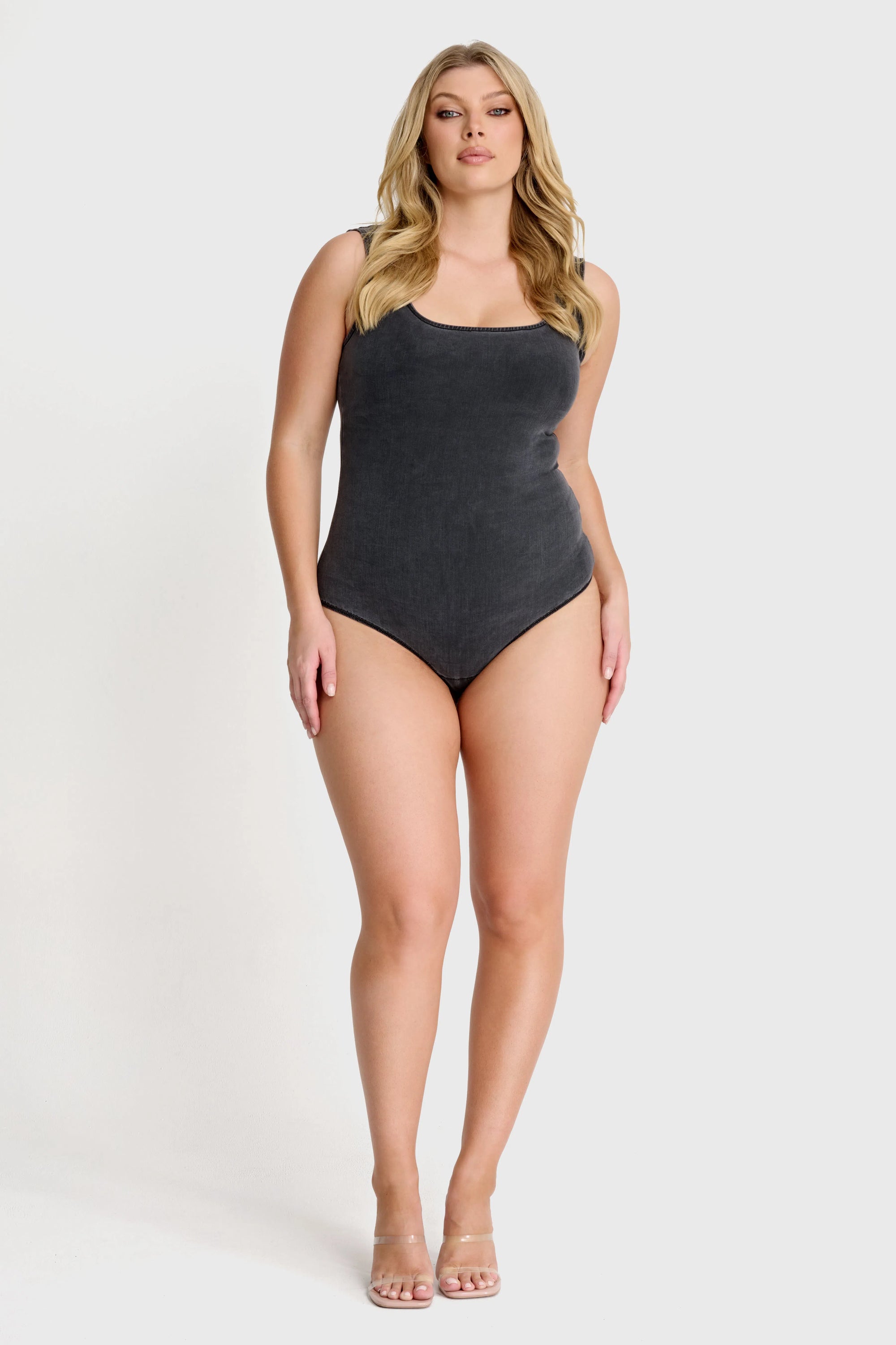 Scoop Neck Bodysuit - Black Denim 3