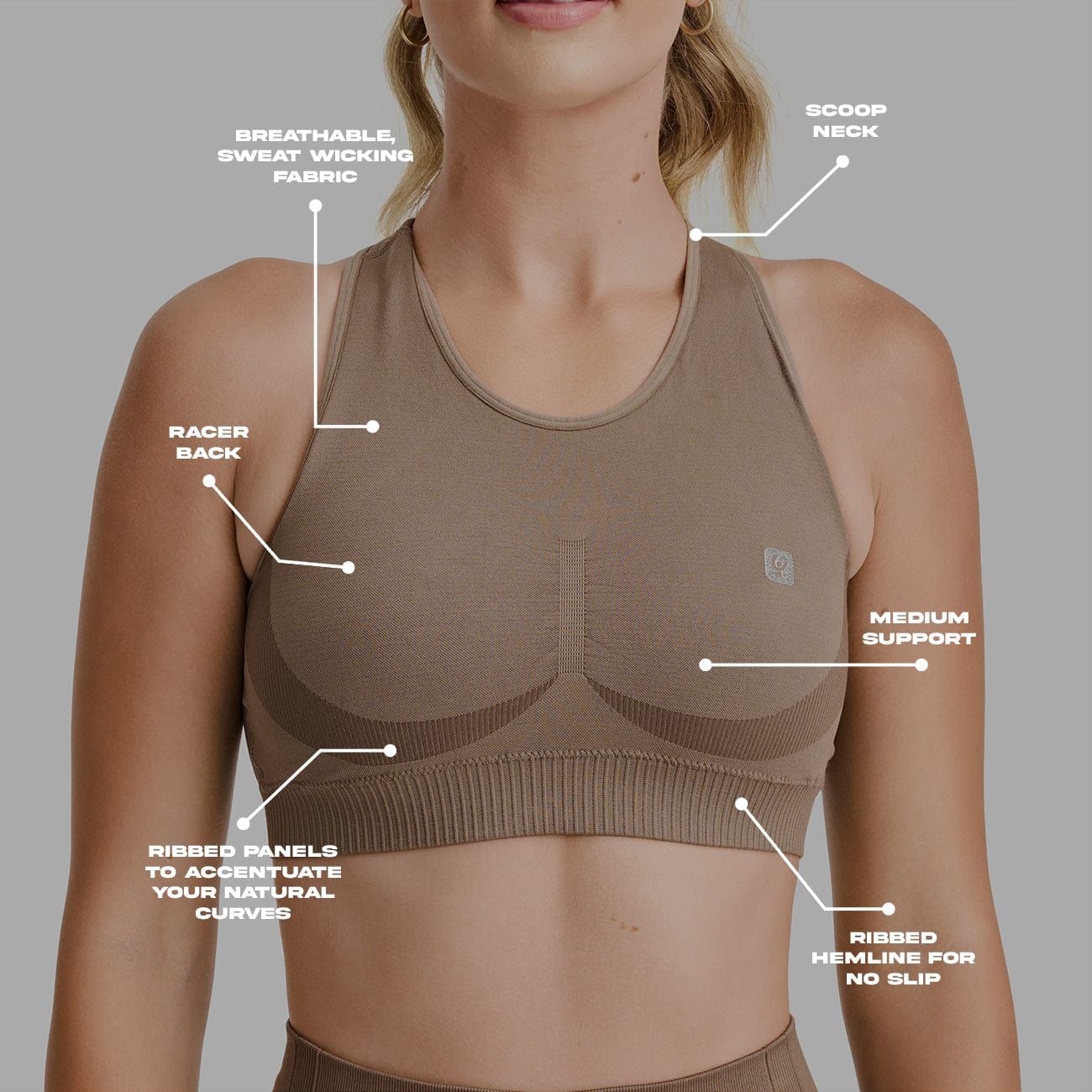 Seamless Sports Bra - Mocha 2