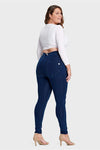 WR.UP® Curvy Denim - High Waisted - Full Length - Dark Blue + Blue Stitching 6