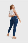 WR.UP® Curvy Denim - High Waisted - Full Length - Dark Blue + Yellow Stitching 7