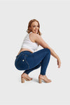 WR.UP® Curvy Denim - High Waisted - Full Length - Dark Blue + Yellow Stitching 9