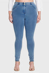 WR.UP® Curvy Denim - High Waisted - Full Length - Light Blue + Yellow Stitching 5