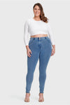 WR.UP® Curvy Denim - High Waisted - Full Length - Light Blue + Yellow Stitching 8