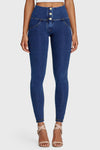 WR.UP® Denim - 3 Button High Waisted - Full Length  - Dark Blue + Yellow Stitching 1