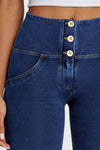 WR.UP® Denim - 3 Button High Waisted - Full Length  - Dark Blue + Yellow Stitching 10