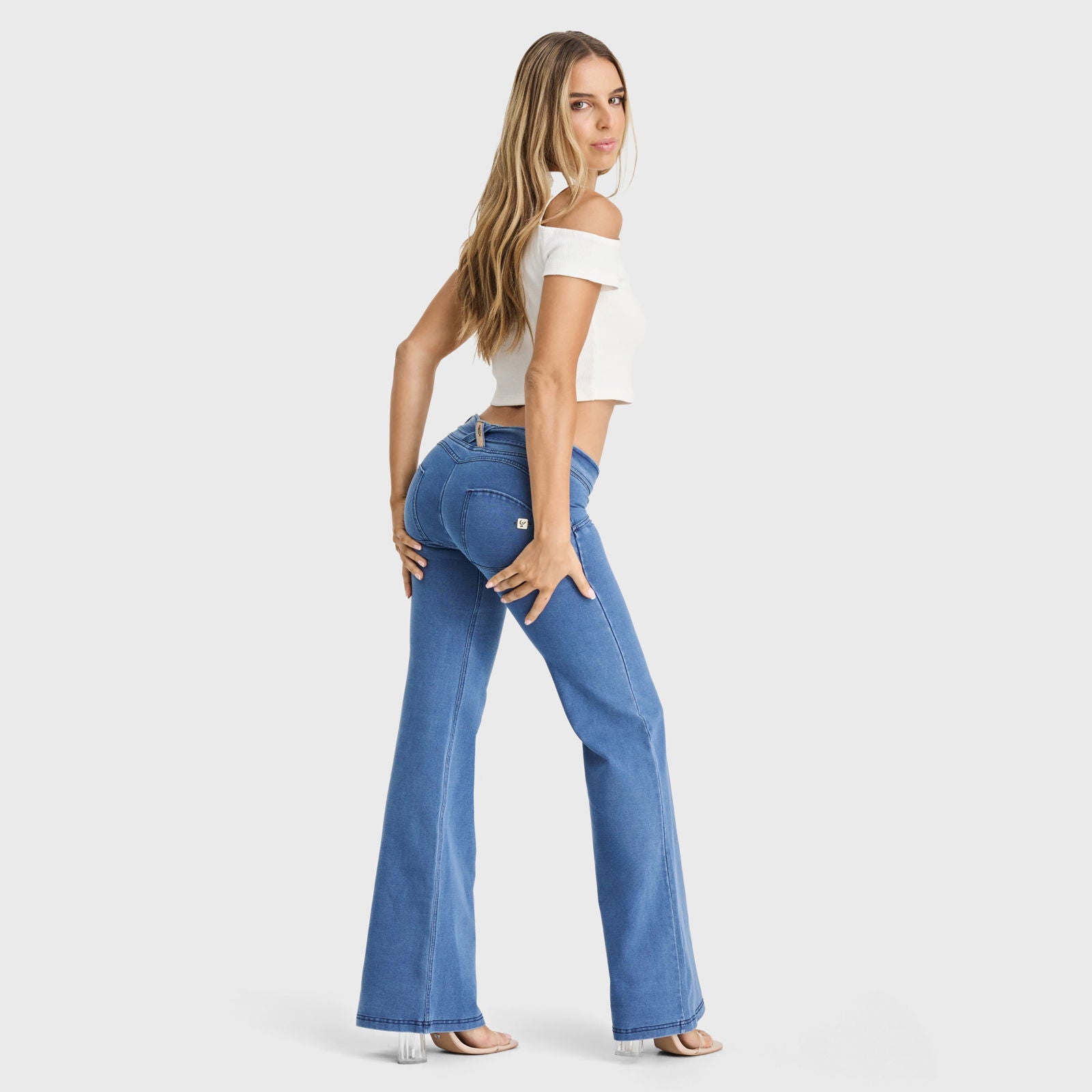 WR.UP® Denim - Belted Low Rise - Flare - Light Blue + Blue Stitching 2