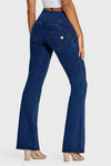 WR.UP® Denim - High Waisted - Bell Bottom Flare - Dark Blue + Blue Stitching 4