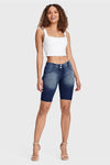 WR.UP® Denim - Mid Rise - Biker Shorts - Dark Blue + Blue Stitching 6