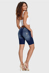 WR.UP® Denim - Mid Rise - Biker Shorts - Dark Blue + Blue Stitching 7