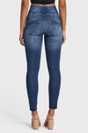 WR.UP® SNUG Distressed Jeans - High Waisted - Full Length - Dark Blue + Blue Stitching 9