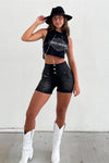WR.UP® SNUG Jeans - 3 Button High Waisted - Shorts - Black + Black Stitching 1