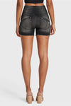 WR.UP® SNUG Jeans - 3 Button High Waisted - Shorts - Black + Black Stitching 7