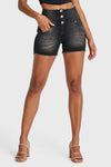WR.UP® SNUG Jeans - 3 Button High Waisted - Shorts - Black + Black Stitching 10