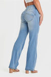 WR.UP® SNUG Jeans - High Waisted - Flare - Light Blue + Yellow Stitching 3