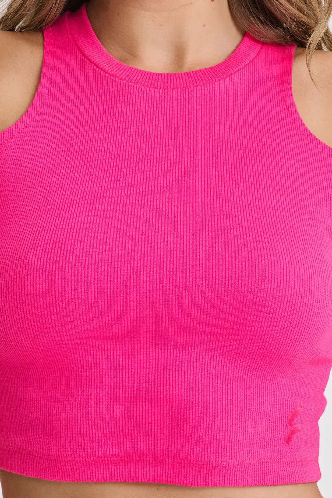 Cropped Cut Out T Shirt - Pink 2