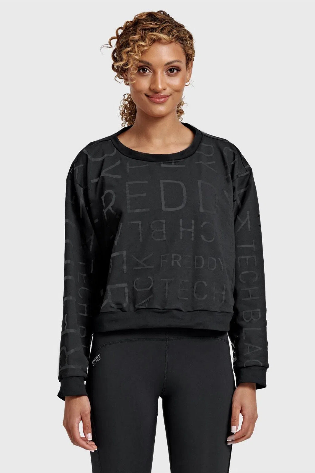 Cropped Jumper Shiny FREDDY Lettering - Black 1