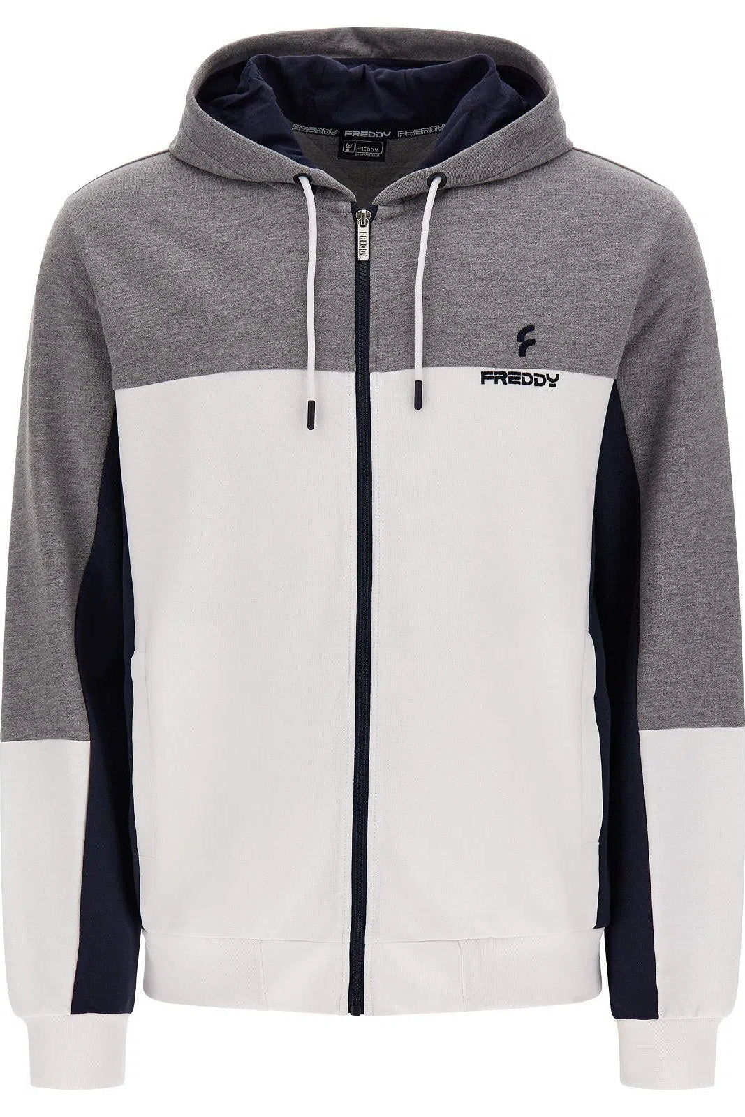 Men's Zip Up Hoodie - Grey + White 1