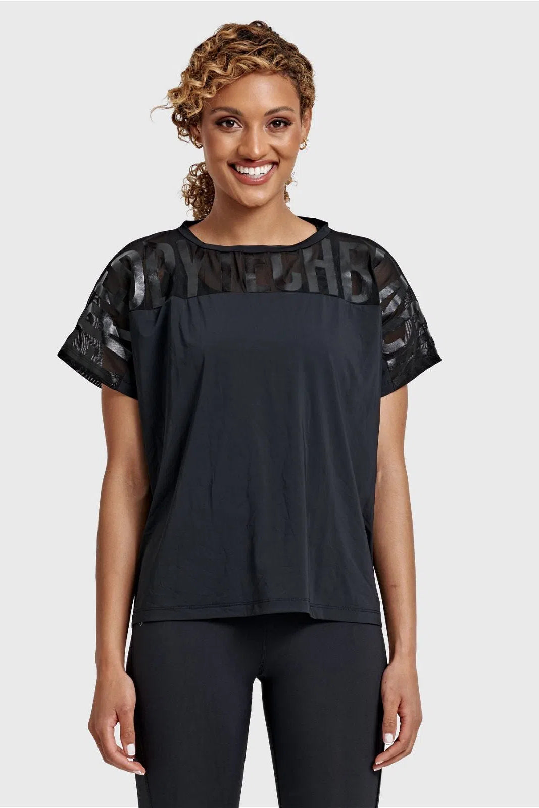 Oversized Mesh Insert Top - Black 2