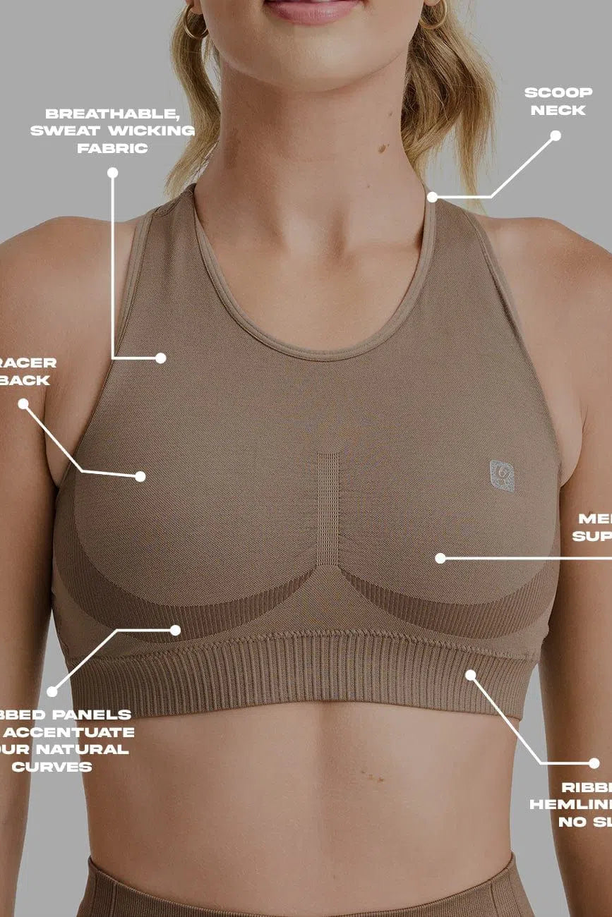 Seamless Sports Bra - Mocha 2