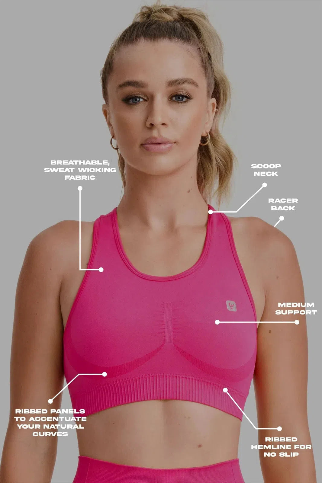 Seamless Sports Bra - Pink 2