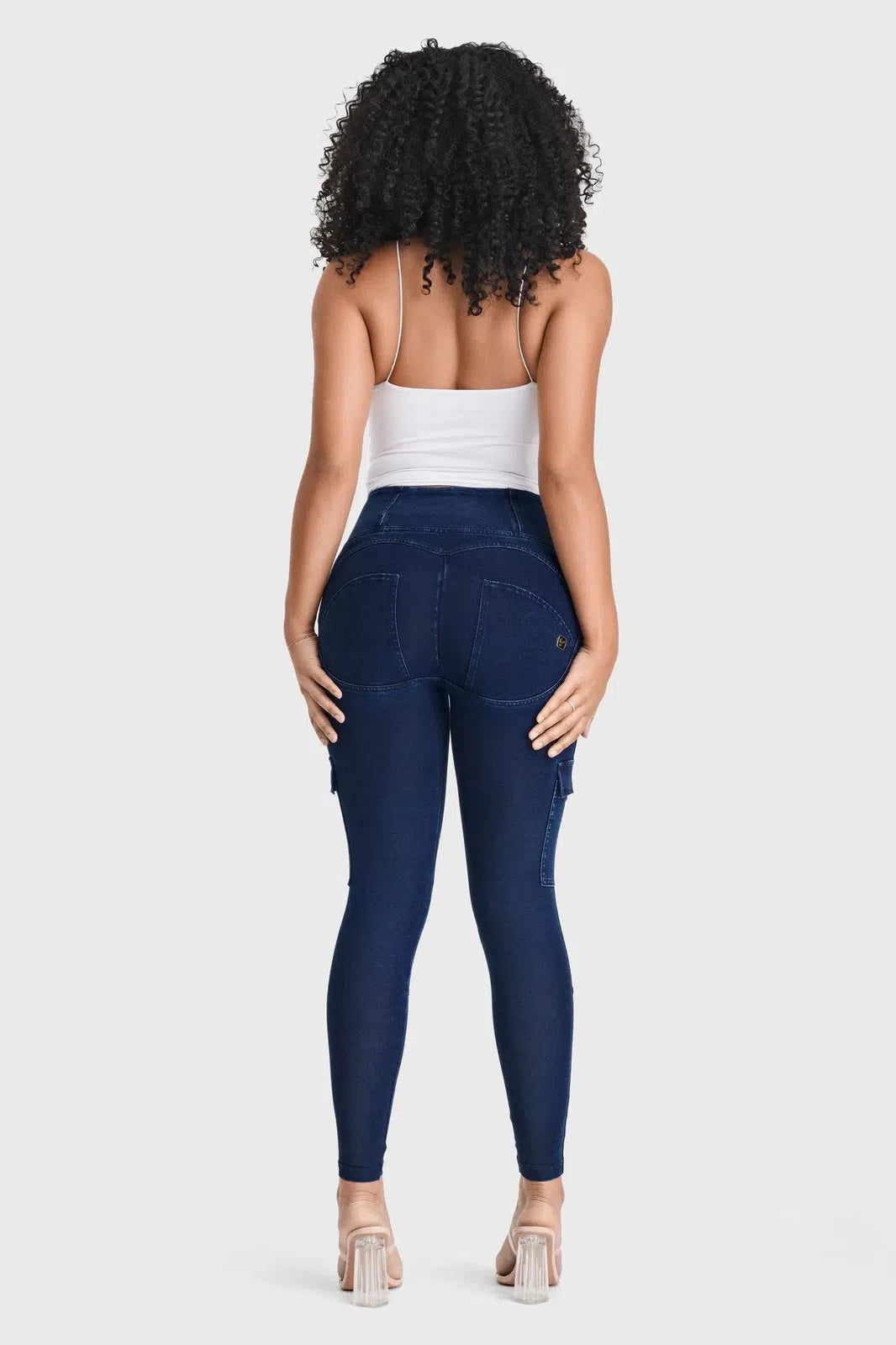 WR.UP® Cargo Denim - High Waisted - 7/8 Length - Dark Blue + Blue Stitching 3