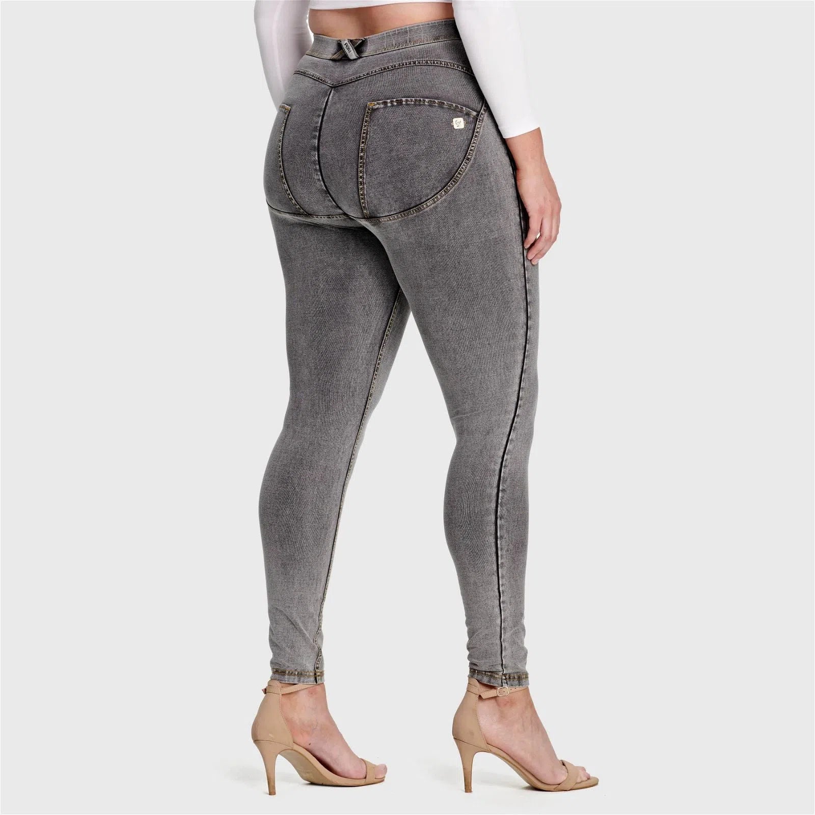 WR.UP® Curvy Denim - High Waisted - Full Length - Grey + Yellow Stitching 1