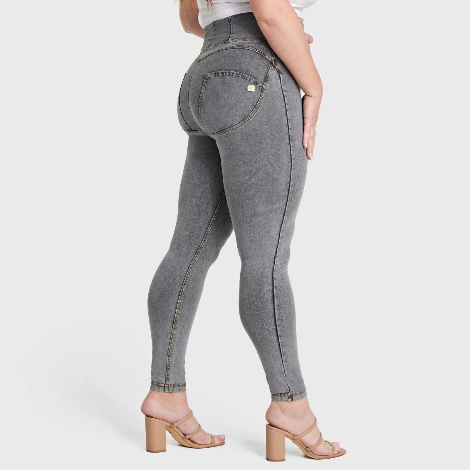 WR.UP® Curvy Denim - Zip High Waisted - Full Length - Grey + Yellow Stitching 1